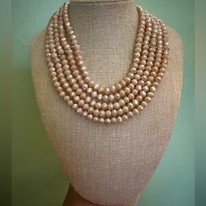 Elegant Multi-Strand Faceted Bead Necklace with ornate clasp